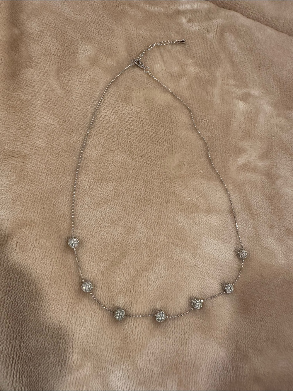 Delicate Silver Crystal Ball Necklace - Sparkling Accent Necklace